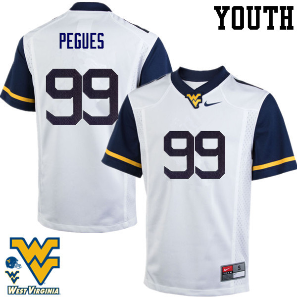 Youth #99 Xavier Pegues West Virginia Mountaineers College Football Jerseys-White - Click Image to Close